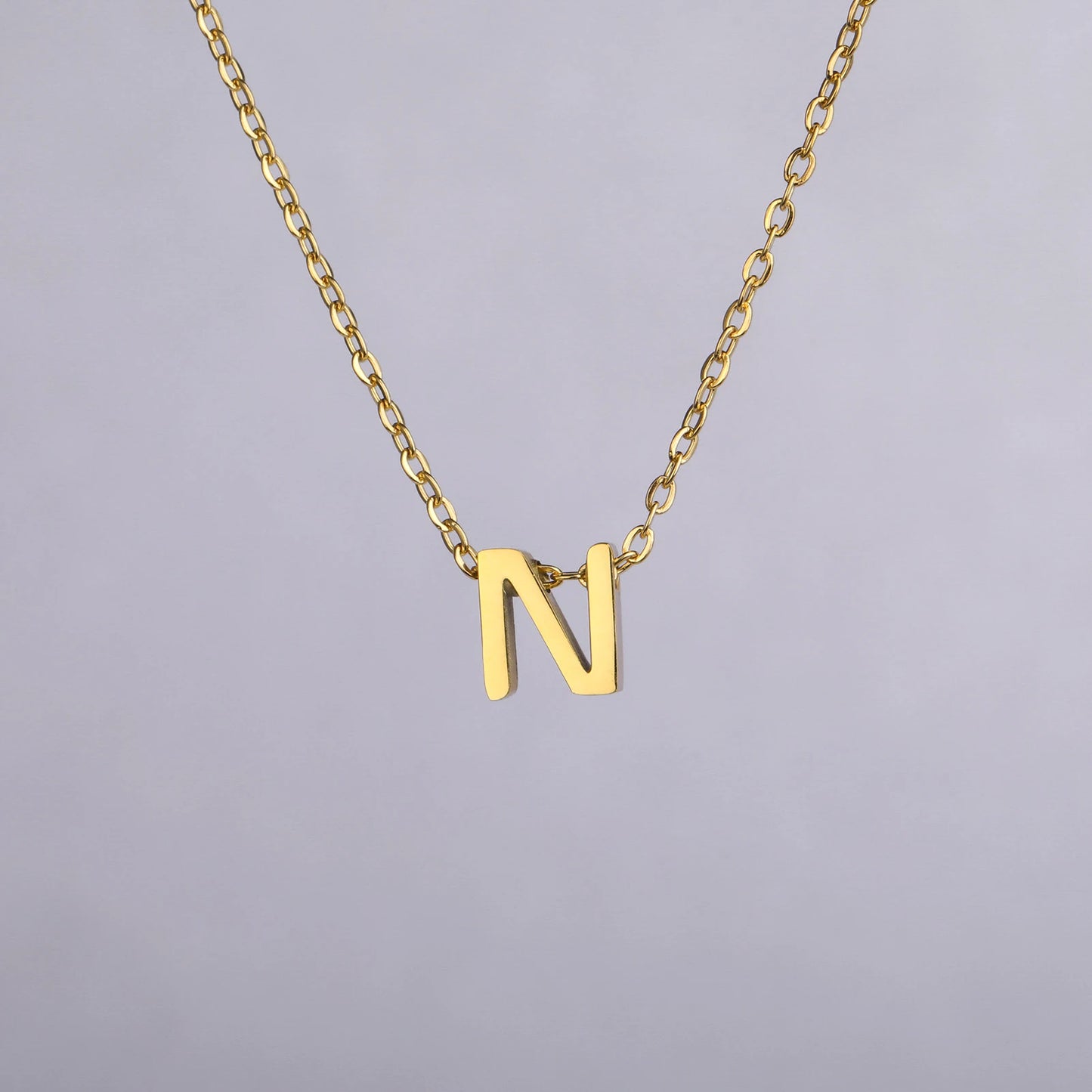 Unift Family Initial Name Necklaces Letter Alphabet M Pendant Stainless Steel Women Neck Chain Choker Trendy Minimalist Jewelry