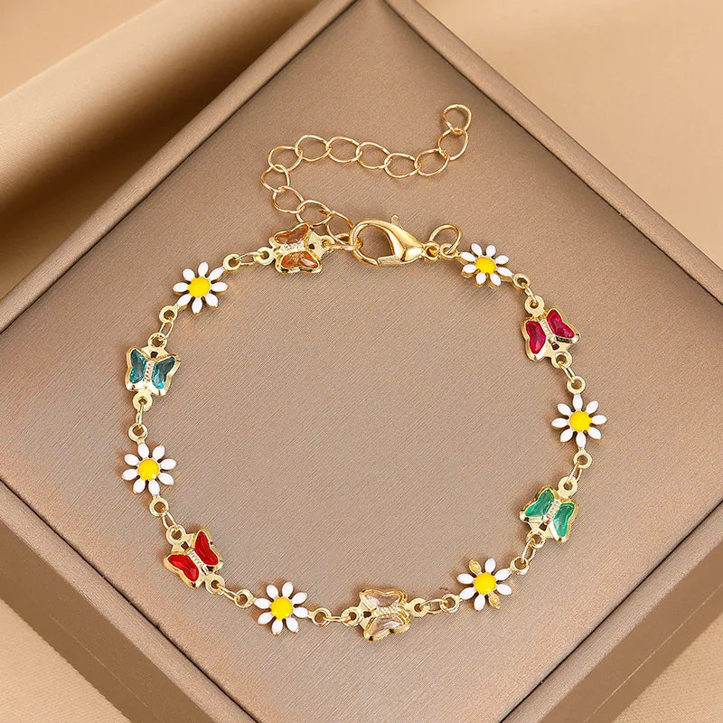 Fashion Sweet Flower Daisy Bracelet for Women Girl Y2K Accessories Handmade Colorful Beads Bracelet Boho Summer Pulseras Jewelry