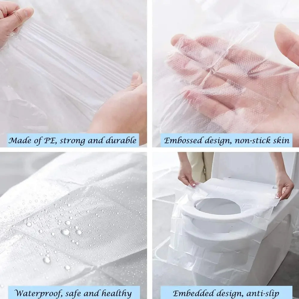 6/50PCS Biodegradable Disposable Plastic Toilet Seat Cover Portable Safety Travel Bathroom Toilet Paper Pad Bathroom Accessory