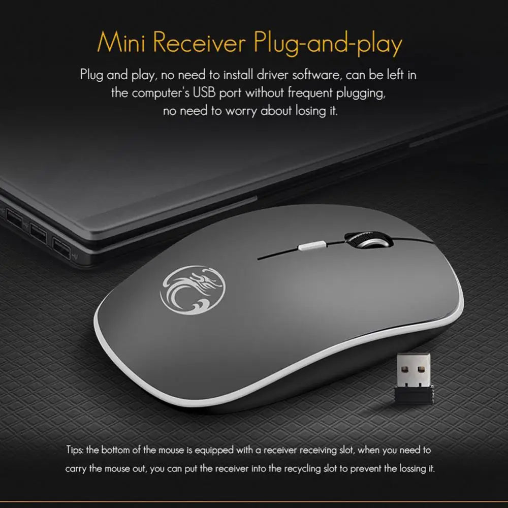 iMice Wireless Mouse Silent Computer Mouse 1600 DPI Ergonomic Mause Noiseless Sound USB PC Mice Mute Wireless Mice for Laptop