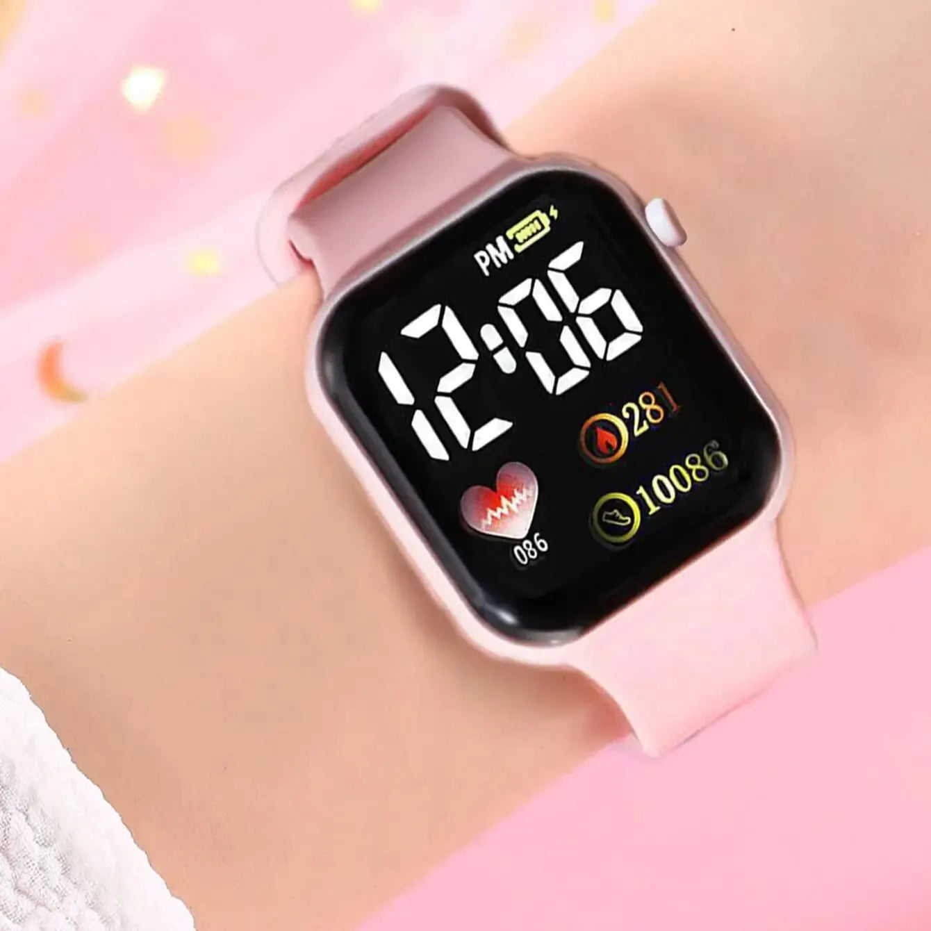 1pcs Ladies Love Pink Silicone LED Electronic Watch +1pcs Unicorn Crystal Bracelet Set for MOTHER'S Day Exclusive Gift