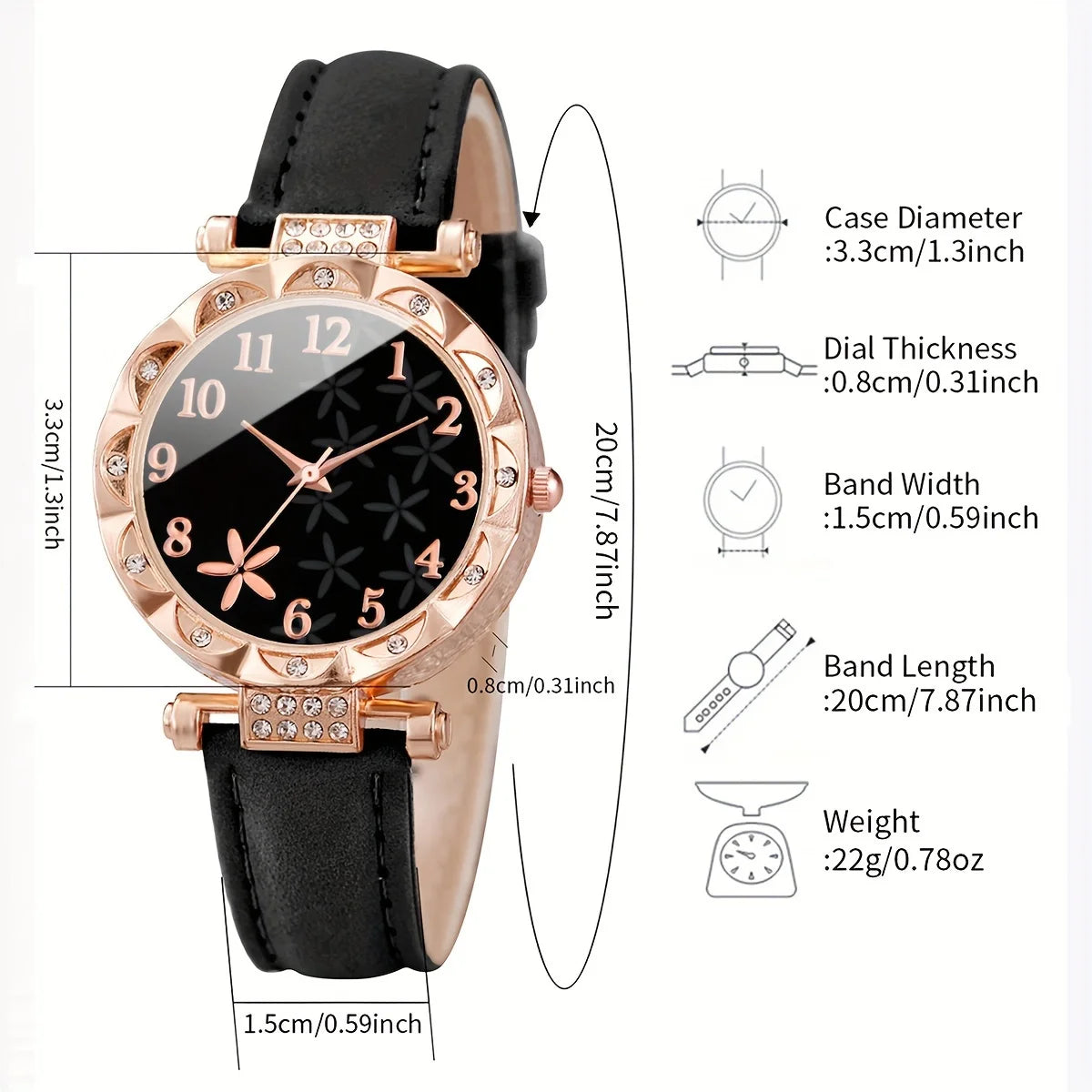 6pcs/set Stylish Womens Flower Quartz Watch with Matching Bracelets - Fashionable Analog Timepiece & Versatile Accessories Set