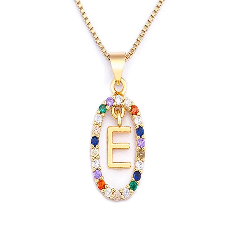 26 English Letters Pendant Necklace Zircon Fashion A - Z Initial M S C K Trendy Alphabet Long Chain For Women My Name Jewelry