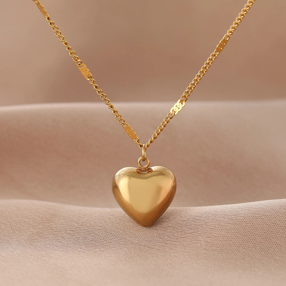 Stainless Steel Necklaces Vintage Elegant Heart Pendant Collar Chain Fashion Exquisite Necklace For Women Jewelry Banquet Gifts