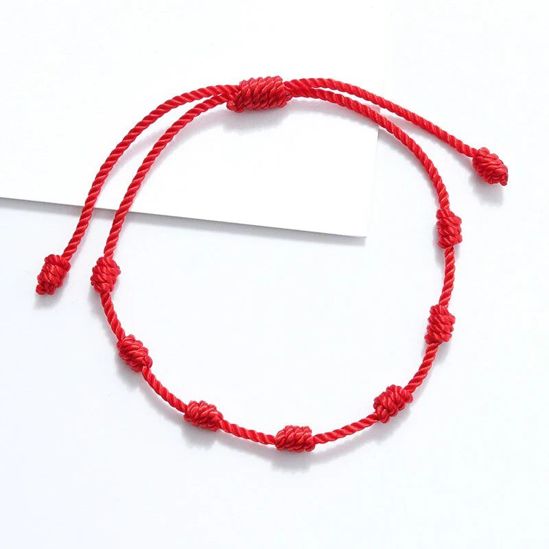 10PCS Handmade 7 Knots Red String Bracelet For Couple Protection Good Luck Amulet for Success Rope Braided Bracelet Jewelry Gift