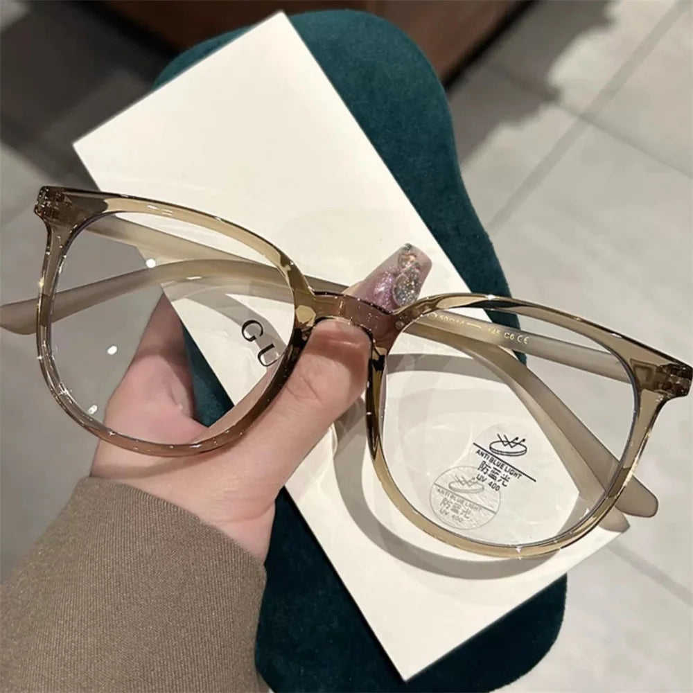 New Retro Ultra-light Glasses Anti-blue Light Flat Glasses Female Fashion Exquisite Casual Transparent Frame Flat Light Glasses