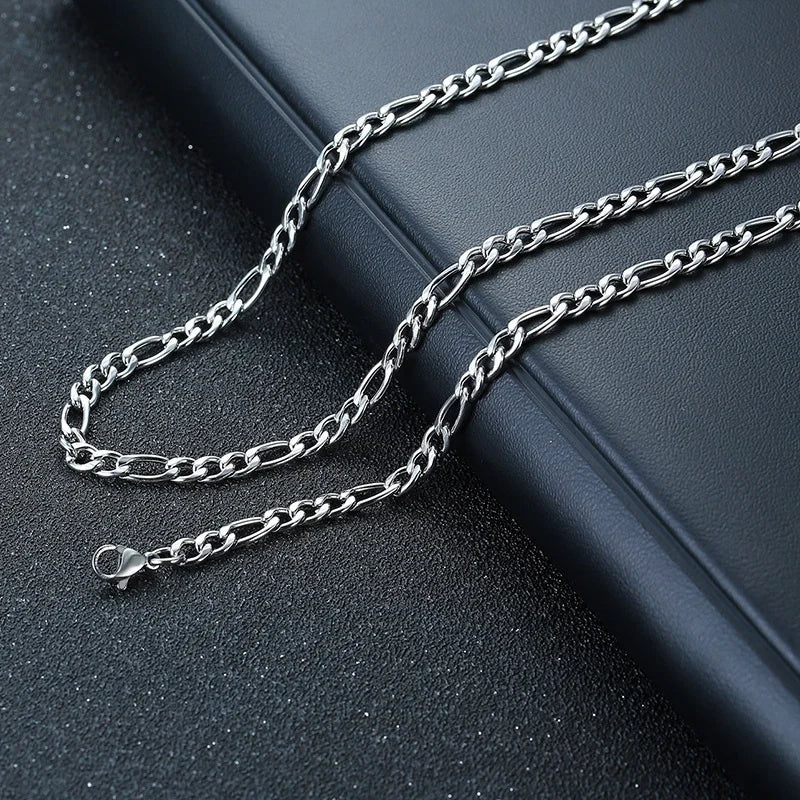 Vnox 3D Vertical Bar Necklaces for Men, Layering Stainless Steel Geometric Pendant, Layered Wheat Rope Cuban Chain, Boy Collar