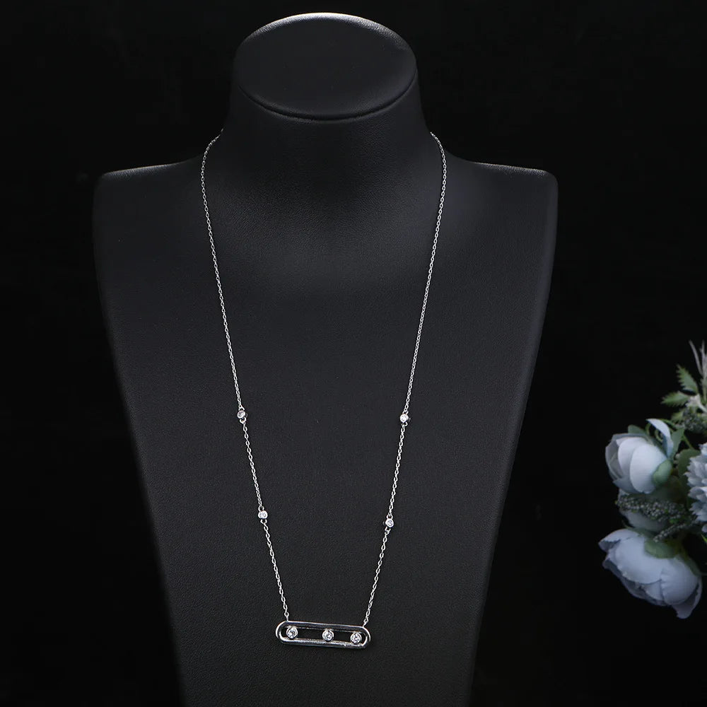 Hot Fashion Lucky Bead Geometric Pendant Necklace Gold Silver high-quality zircon Choker Necklace For Women Pendant Jewelry Gift