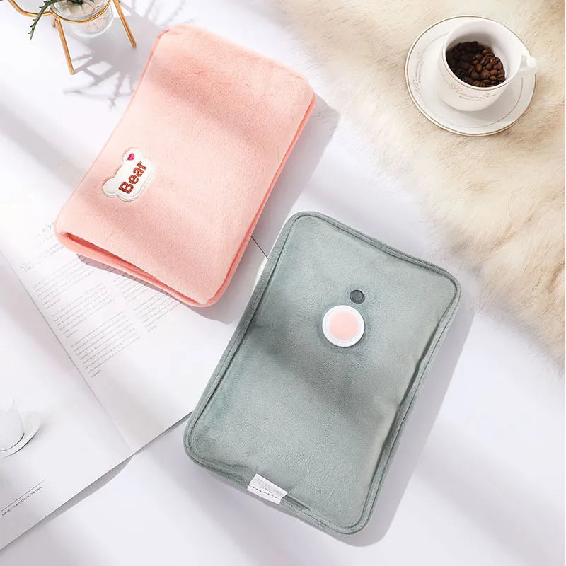 Electric Hot Water Bag Soft Winter Hand Warmer Reusable Hot Water Bottle EU Plug Rechargeable Warm Hand Pocket