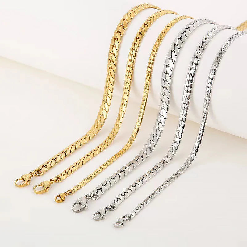 Cuban Link Chain Necklace Stainless Steel Long Chain For Men Women Jewelry Gifts