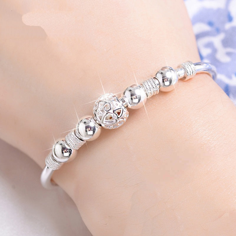 New Korean Fashion 925 Sterling Silver Lucky Beads Bangles for Women Bracelets Luxury Designer Party Wedding Jewelry Gifts