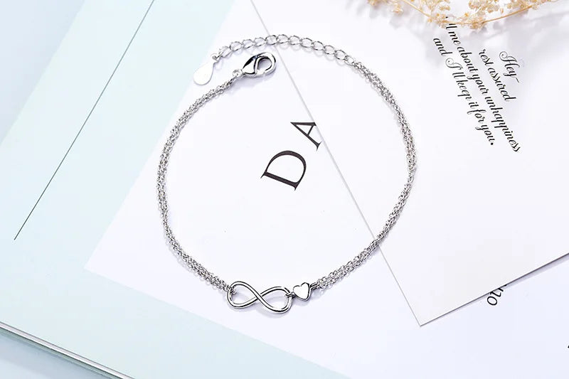 VENTFILLE 925 Sterling Silver Double Love Heart Hollow Round Beads Bracelet Female Fashion Romantic Jewelry Classic Adjustable