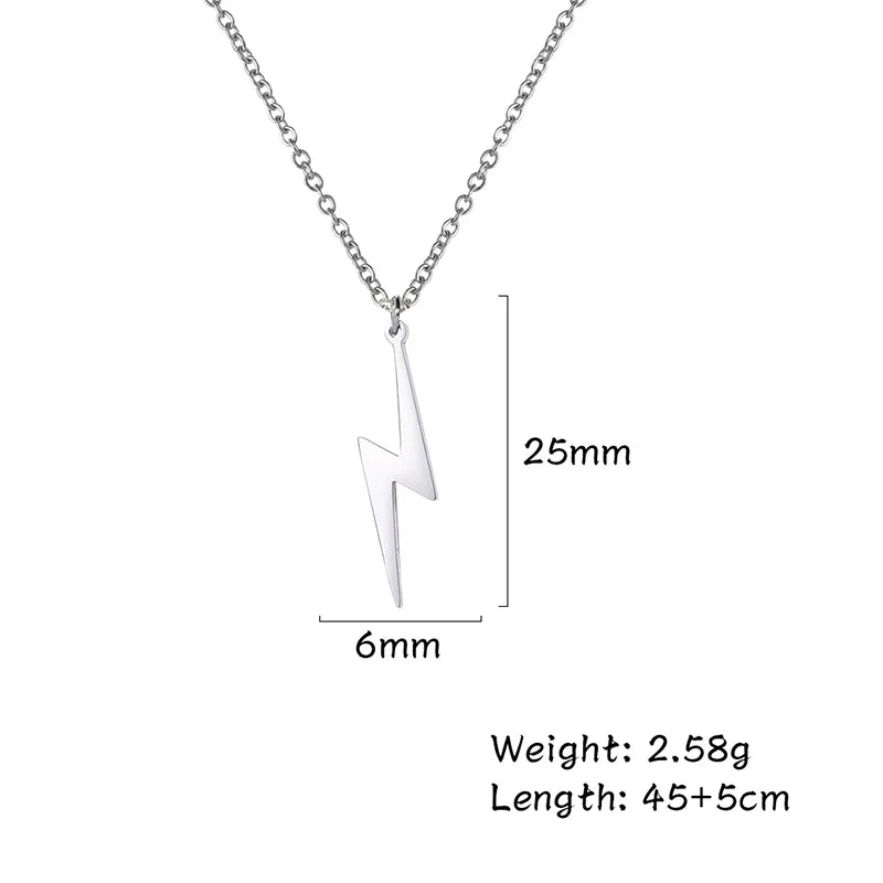 Stainless Steel Necklace Hot Lightning Pendant Necklace for Women Men Temperament Hip Hop Retro Chain  Charm Accessories Jewelry