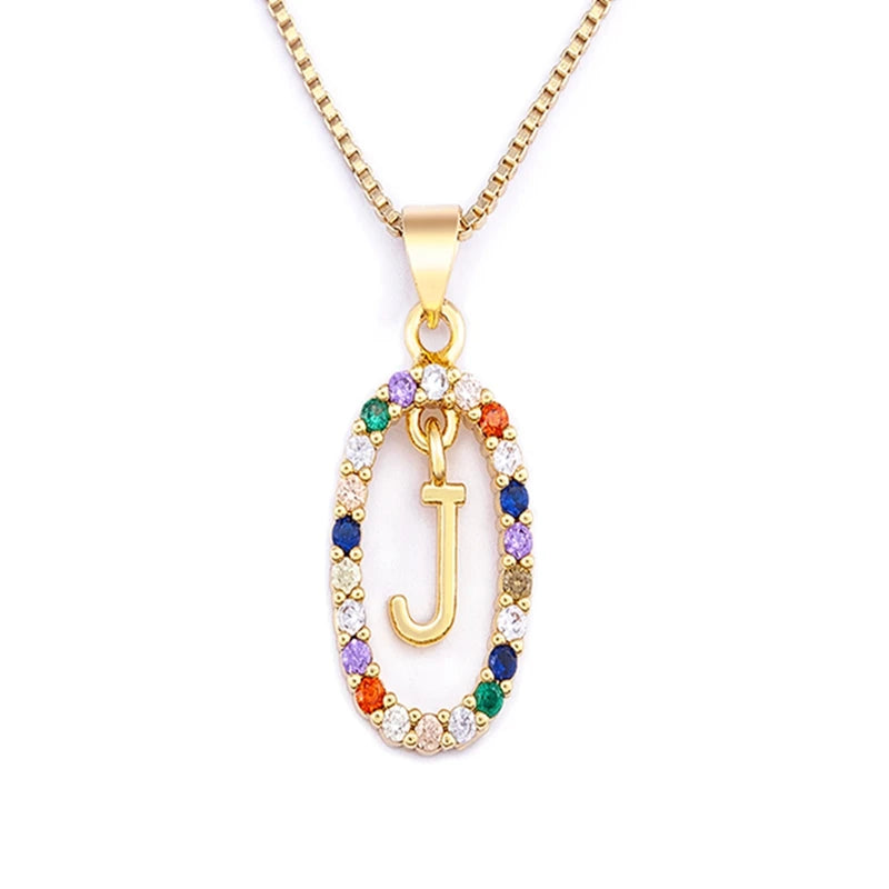 26 English Letters Pendant Necklace Zircon Fashion A - Z Initial M S C K Trendy Alphabet Long Chain For Women My Name Jewelry