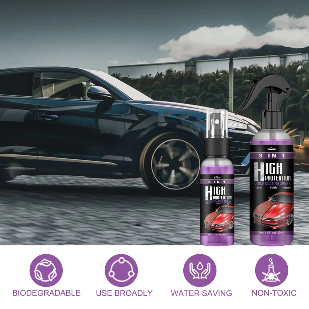 3 in 1 High Protection Quick Ceramic Coating Nano Spray Car Coating Wax Polishing Spray Plastic Refresh Fast Fine Scratch Repair