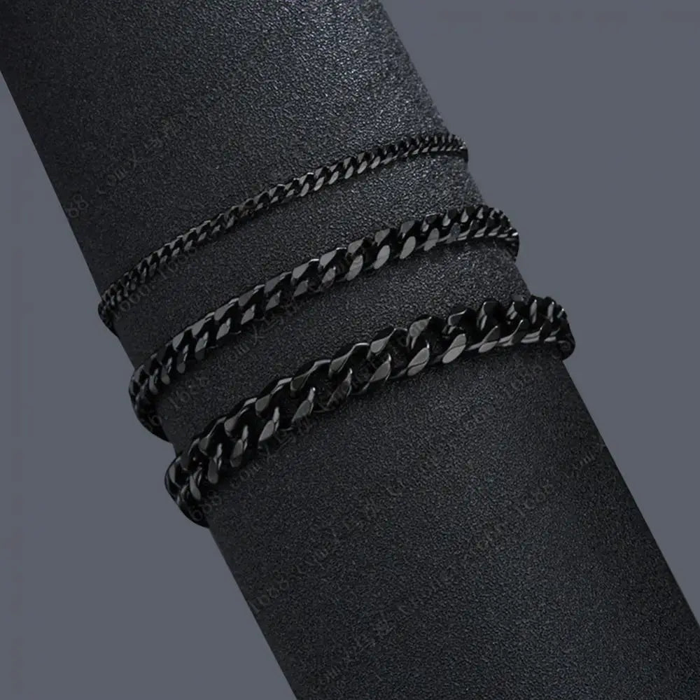 2024 New Trendy Cuban Chain Men Bracelet Classic Stainless Steel Exquisite Chain Bracelet Wristband Bangle Jewelry Gifts