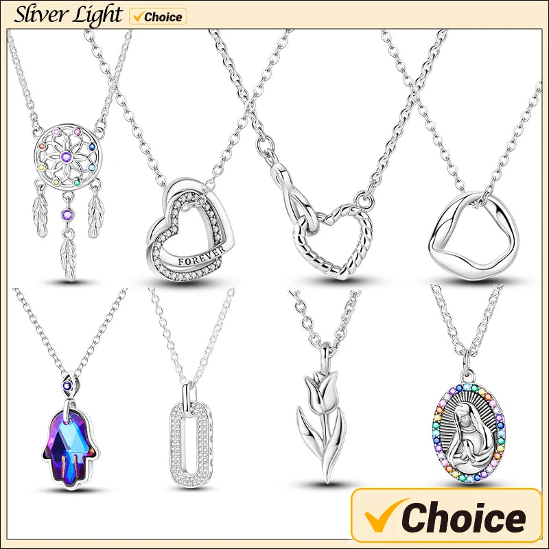 Original 925 Sterling Silver Necklace For Women Class Style Heart Shape Romantic Style High Quality Women Necklace Jewelry Gift