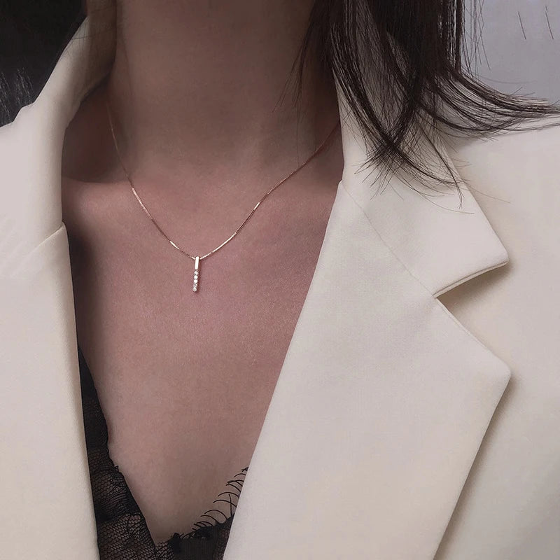 Angel Wings Heart Shape Pendant Necklaces Silver Color 5A Cubic Zirconia Minimalist Style Clavicle Chain Women And Girl Jewelry