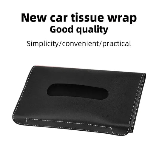 1PC Tissue Box PU Leather Car Sun Visor Hanging Holder Car Tissue Boxes Auto Interior Storage Decoration Accessories