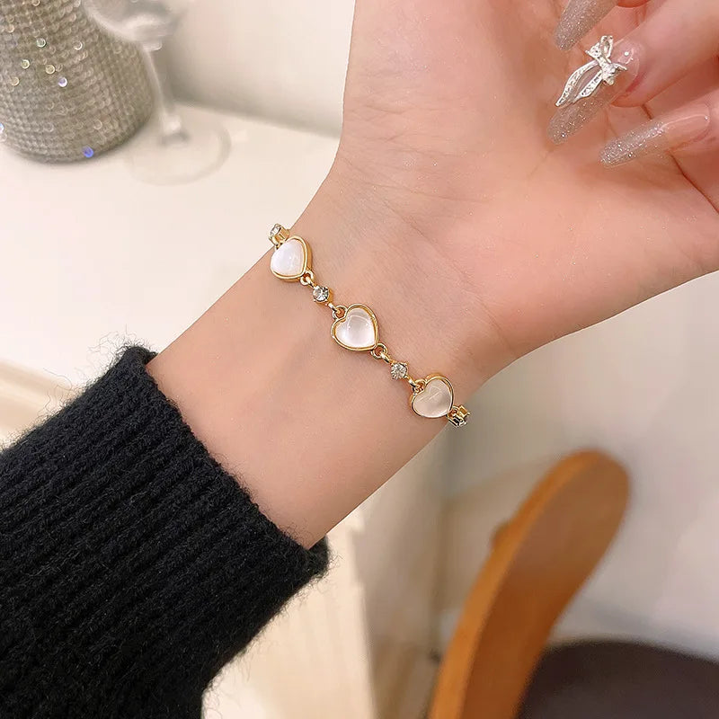 Accessories for Women Crystal Charm Bracelets for Women Gold Color Beaded Chain Double Layered Adjustable Bracelet Jewelry Gift