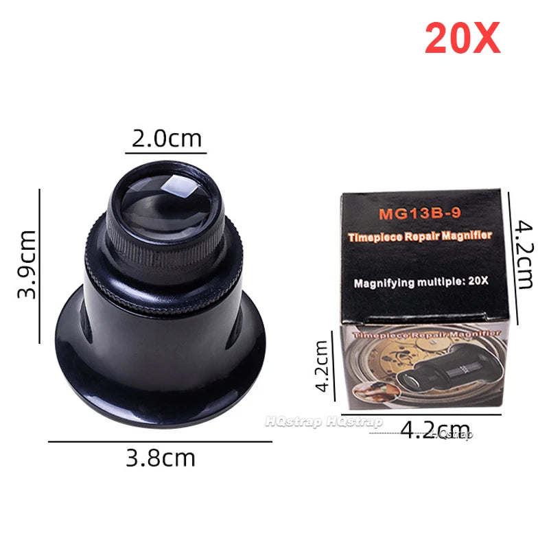 3X 5X 10X 15X 20X Jewelers Eye Loupe Loop Magnifier Glass for Watchmaker Goggles Watch Repairing Magnifying Glass Set Tools