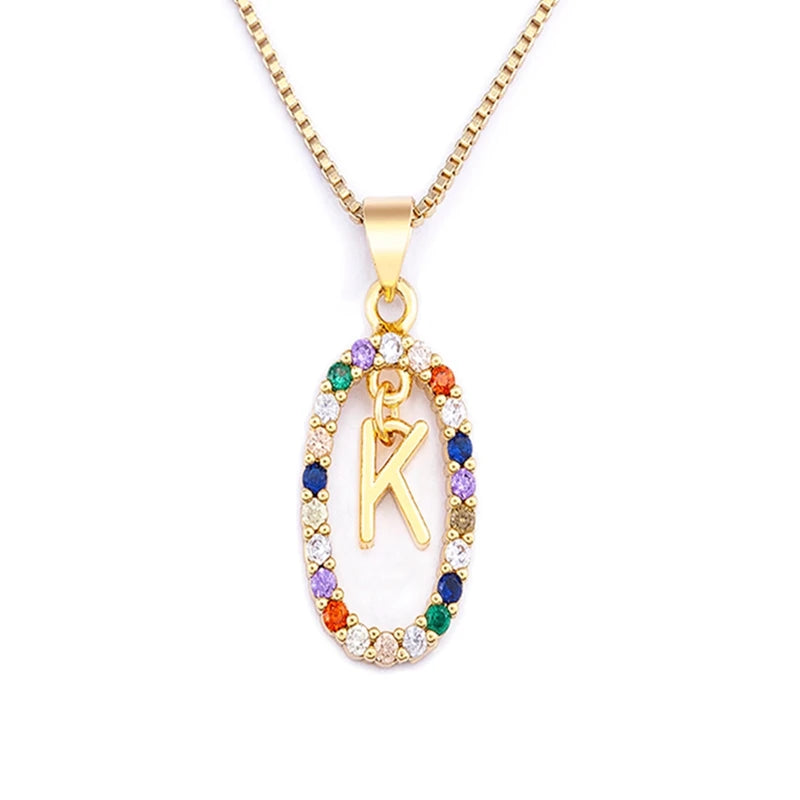 26 English Letters Pendant Necklace Zircon Fashion A - Z Initial M S C K Trendy Alphabet Long Chain For Women My Name Jewelry