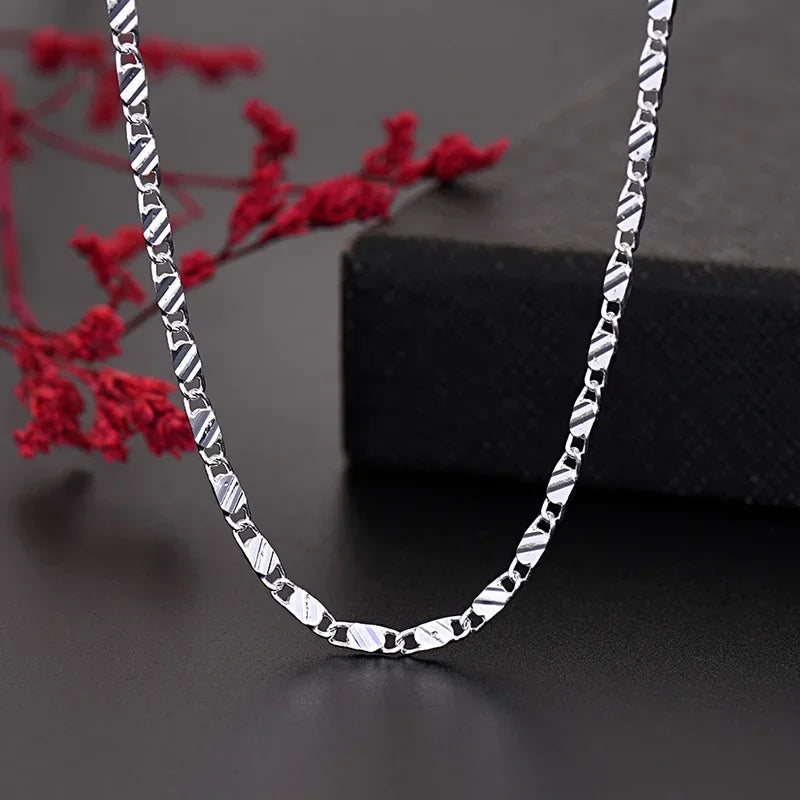 925 Sterling Silver 16/18/20/22/24/26/28/30 Inch Figaro Chain Necklaces For Women Luxury Designer Jewelry