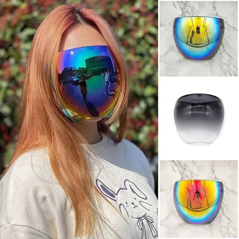 Face Shield Sun Glass Full Face Men Protective Spherical Lens Anti-Spray Full Face Sunglasses Mask Case Cycling Sunglasses