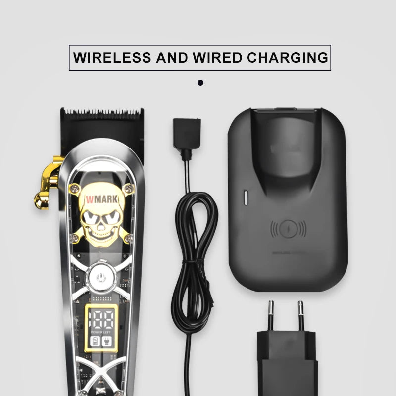 WMARK NG-130 Wireless Charging Hair Clipper High Speed Professional Type-C Rechargeable Hair Cutter With Charge Stand