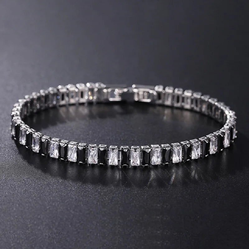 Luxury Hiphop Iced Out  4mm Cubic Zirconia Crystal Tennis Bracelets For Women Men Gold Color Silver Color Bracelet Chain Jewelry