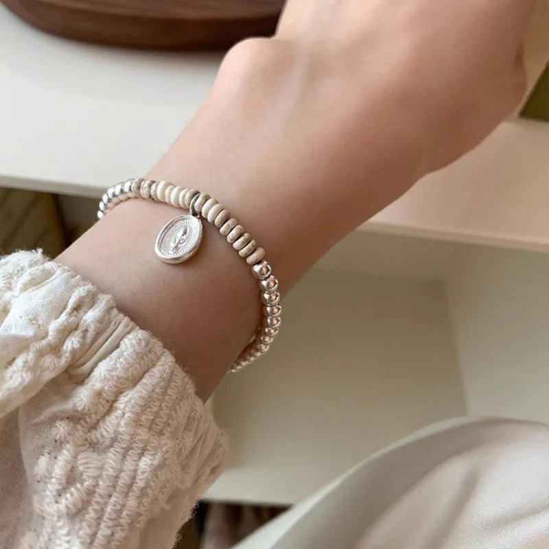 VENTFILLE 925 Sterling Silver Pearls Bamboo Knots Bracelet for Women Girl Simple Korean Jewelry Birthday Gift Dropshipping