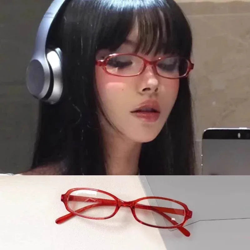 Y2K Retro Red Green Square Frame Glass Eyewear Women Anti-blue Light Goggles Eyeglasses Harajuku Reading Spectacle Eyewears