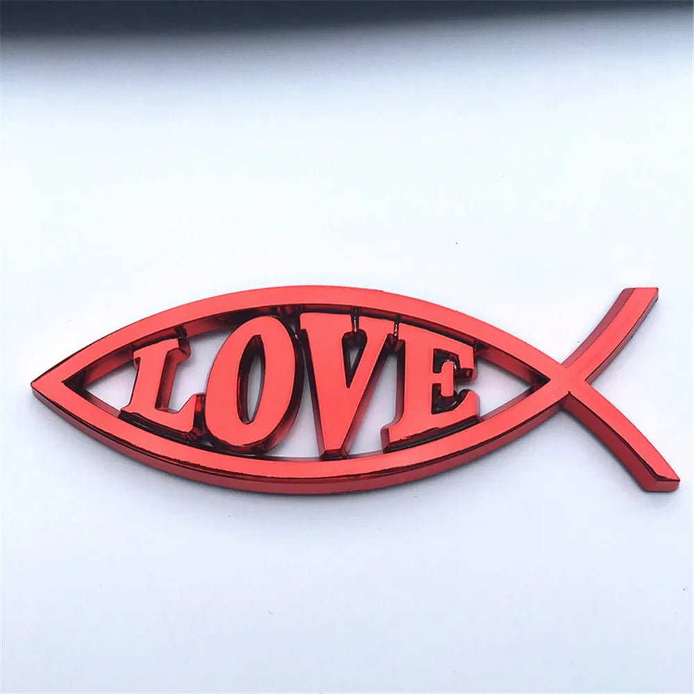 1PCS 14x4.5cm JESUS Fish Silver chrome Christian crafts ABS Car Sticker PEACE FAITH Emblem 3D Badge Decal Auto Accessories