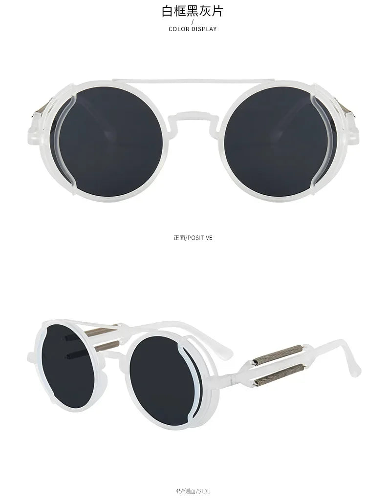 Classic Gothic Steampunk Sunglasses Luxury Brand Designer High Quality Men and Women Retro Round Pc Frame Sunglasses