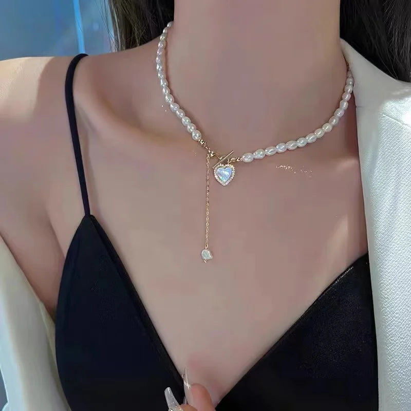 French Baroque Freshwater Pearl Pendant Necklace for Women Personalized Fashion Daily Accessories Party Jewelry Birthday Gifts