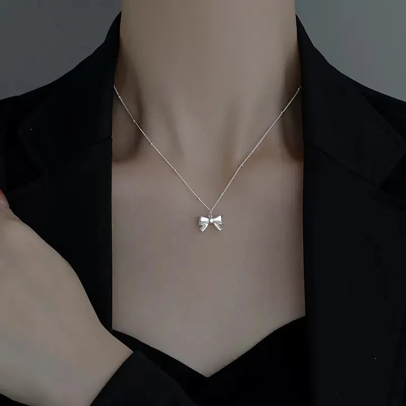 Exquisite Bow Knot Design Necklace for Women Romantic Versatile Choker Girl Wedding Jewelry Gift Dropshipping