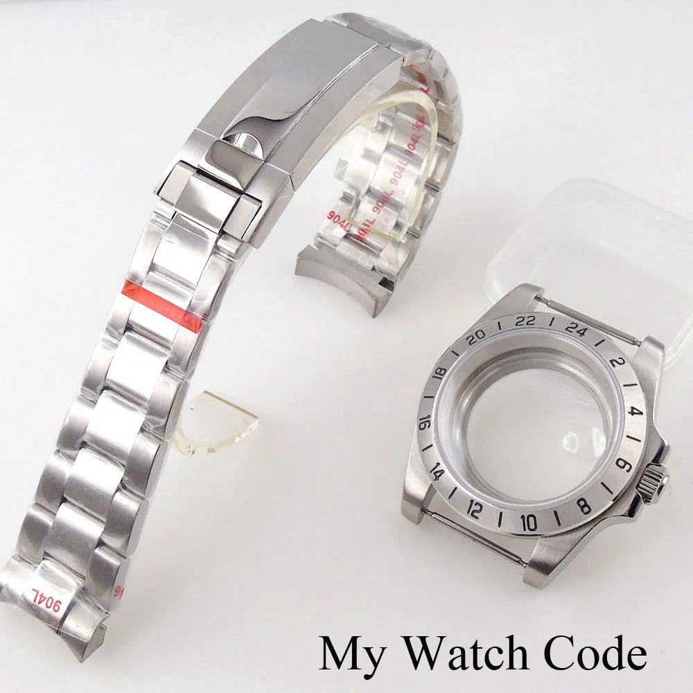 24 Hour GMT Steel Bezel Watch Case for NH34 NH35 NH36 NH38 ETA2824 PT5000 ST2130 SW200 904L Bracelet Sapphire