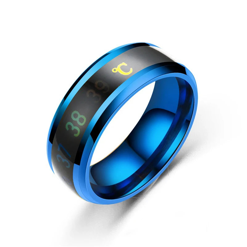 Punk Smart Ring Multifunctional Temperature Couple Ring Titanium Steel Finger Jewelry Fingertip Temperature Sensor Rings bague