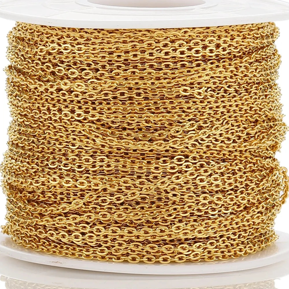 10 Meters Stainless Steel Chain 1 1.5 2mm Gold&Steel Color Link for DIY Jewelry Making Necklace Bracelet Bulk Chain Supplies