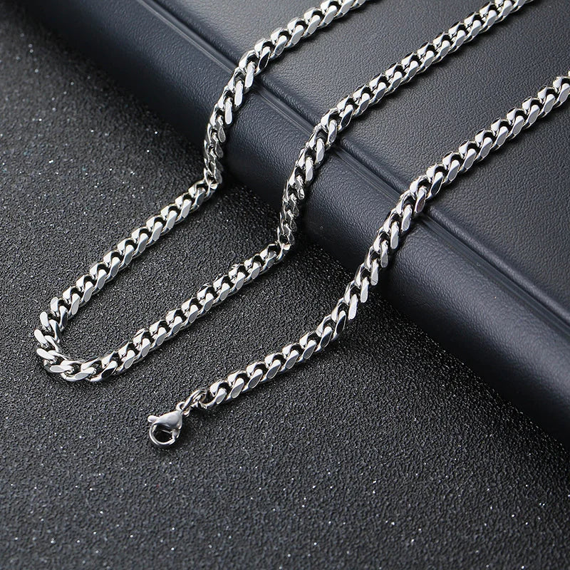 Vnox 3D Vertical Bar Necklaces for Men, Layering Stainless Steel Geometric Pendant, Layered Wheat Rope Cuban Chain, Boy Collar