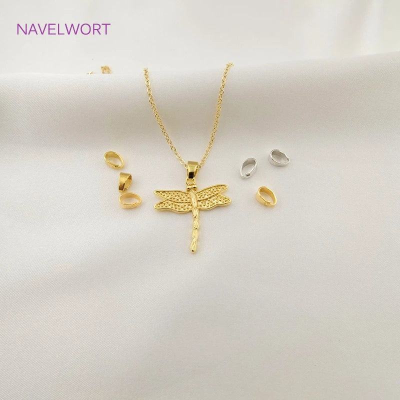 18K Gold Plating Brass Narrow Tapered Solder-On Pendant Bail,Droplet Shape Pendant Bail Necklace Making Accessories Wholesale