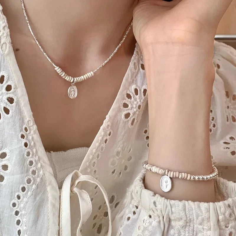 VENTFILLE 925 Sterling Silver Pearls Bamboo Knots Bracelet for Women Girl Simple Korean Jewelry Birthday Gift Dropshipping