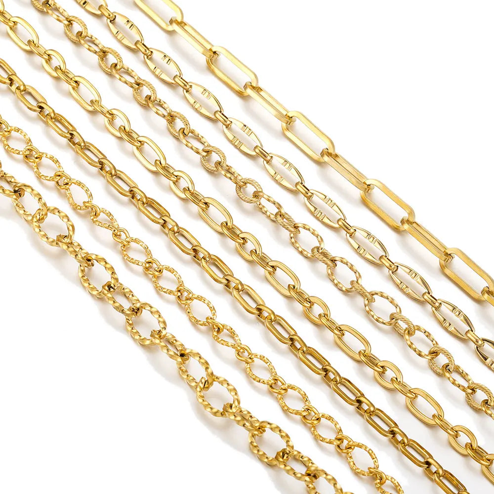 1 Meter Stainless Steel Large Heavy Chunky Hip Hop Punk Link Gold Color Chains DIY Jewelry Materials Handmade Necklace Bracelet