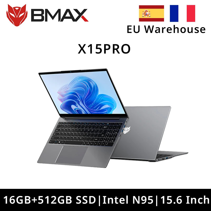 BMAX 15.6 X15 Pro 16GB RAM 512GB SSD Intel N95 CPU Windows 11 Notebook 1920*1080 Dual Wifi USB PC laptop DDR4