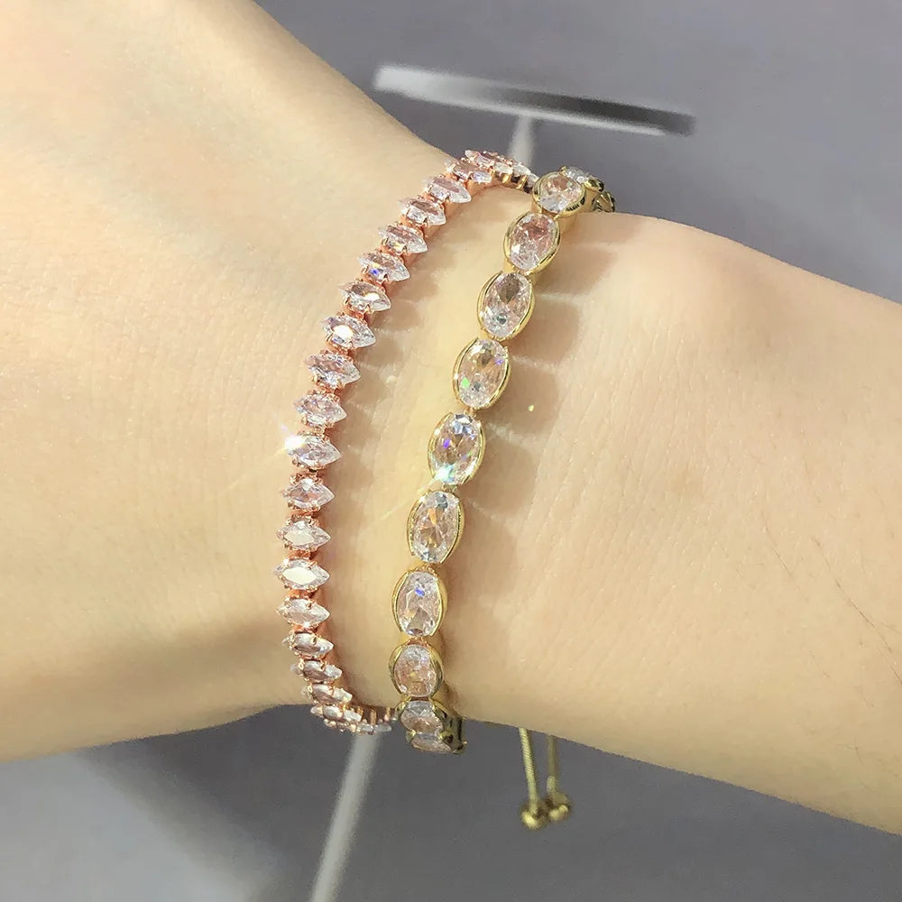 Fashionable Zircon Tennis Bracelets for Women Dazzling Various Shape Crystal Chain on Hand Trend Sexy Party Accessories Jewelry