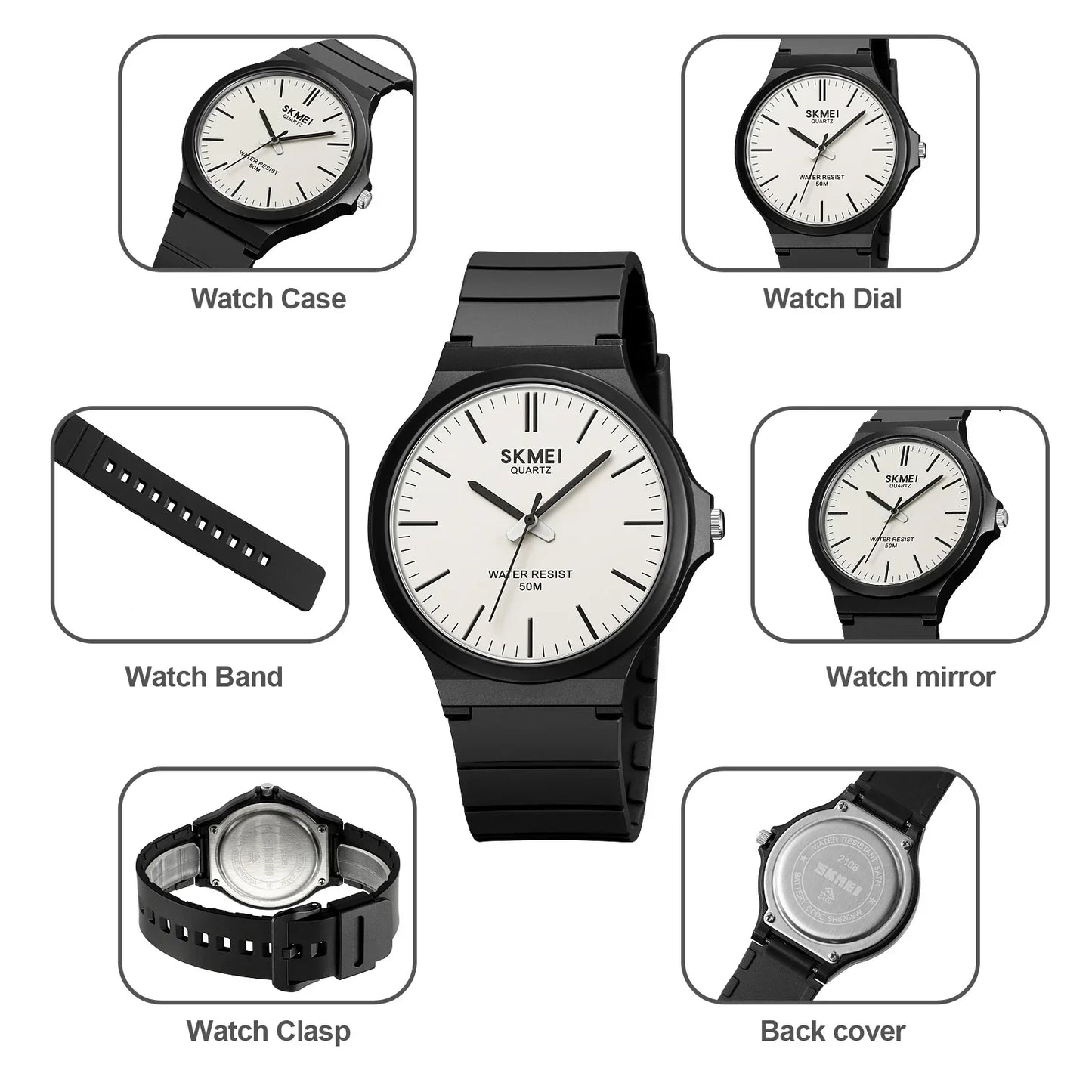 Skmei 2108 Quartz Wristwatches Mens New Simple TPU Strap 3Bar Waterproof Watch For Male Time Clock reloj hombre for Fashion Men