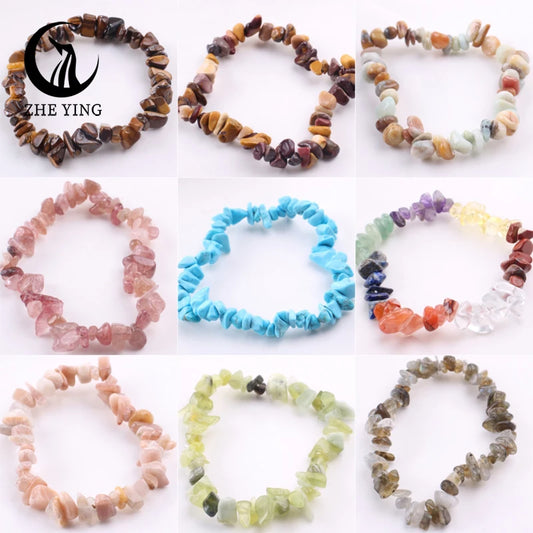 46 Colors Irregular Gravel Natural Stone Bracelets Gemstone Stretch Beads Amethyst Obsidian Fluorite Chakras Bracelets for Women