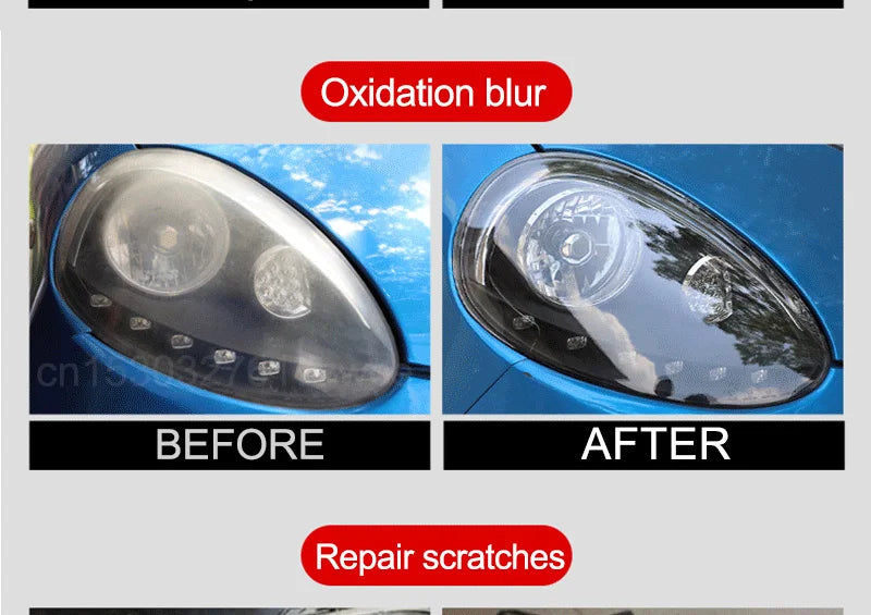 Car Headlight Restoration Polishing Kits Headlamp Scratch Remover Repair Cleaning Paste Remove Oxidation Headlight Polish Liquid