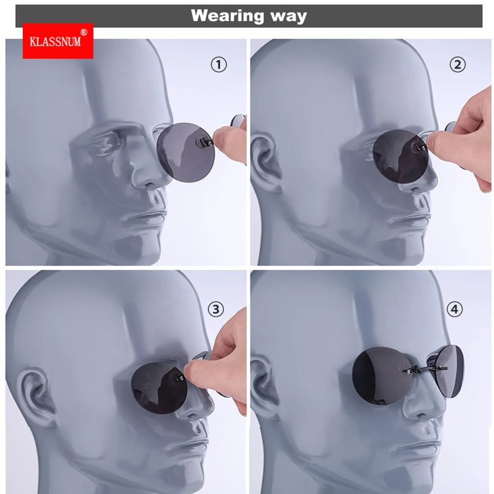 Clip On Nose Glasses Matrix Morpheus Sunglasses Round Rimless Clip-On Driving Glasses Vintage Men Eyeglasses UV400