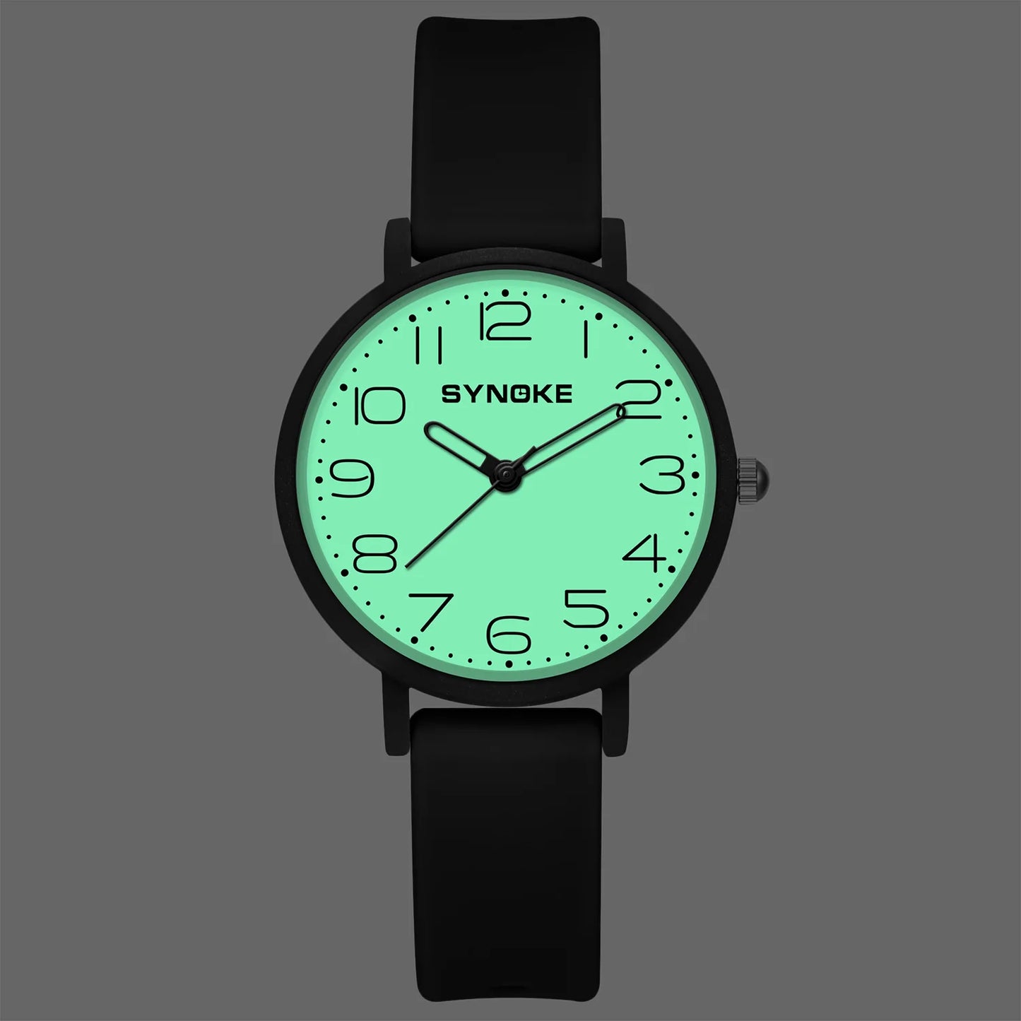 Women Watches Alloy Case 34mm Silicone Strap Luminous Dial SYNOKE Brand Waterproof Quartz Watch Ultra-thin Ladies Wristwatch